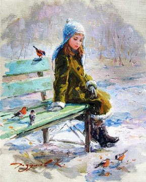 Birds Girl KR 054 pet kids Oil Paintings
